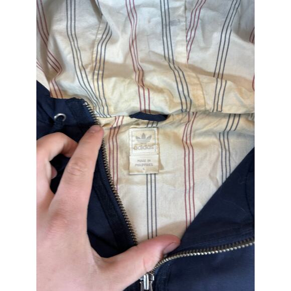 VINTAGE Adidas Trefoil Jacket Mens Large Blue Full Zip Lined Hooded Outdoor - Picture 7 of 8
